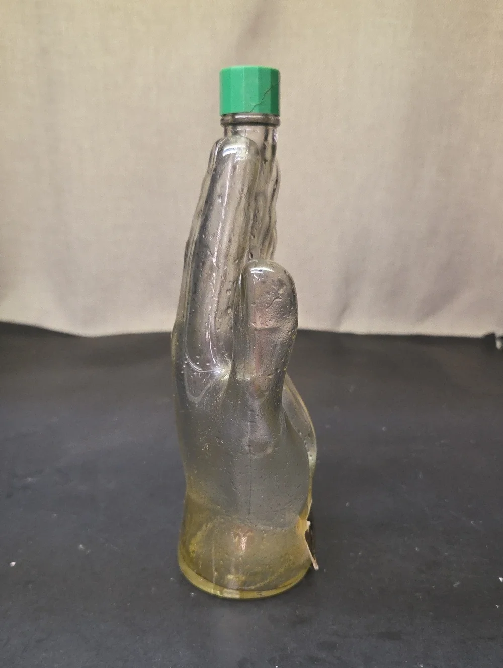 Vintage Mennen Hand Shaped Glass Aftershave Bottle, MCM 1970’s With Label (#1)‎